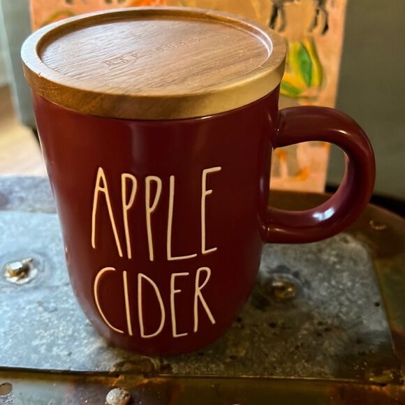 Rae Dunn Ceramic Mug w/ Wood Topper - Picture 1 of 5